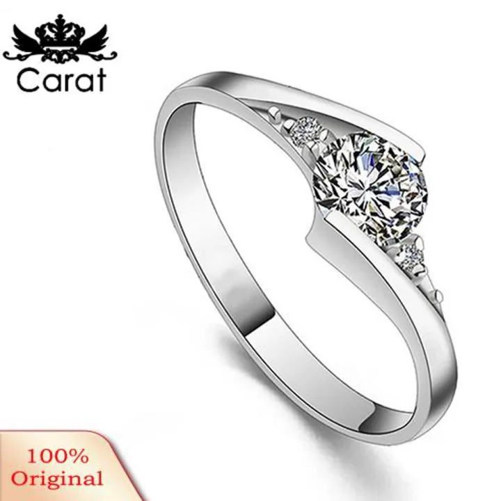 Carat Women's Silver Zircon Engagement Ring
