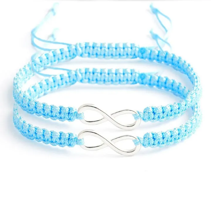 2Pcs Handmade Infinity Charm Friendship Bracelets