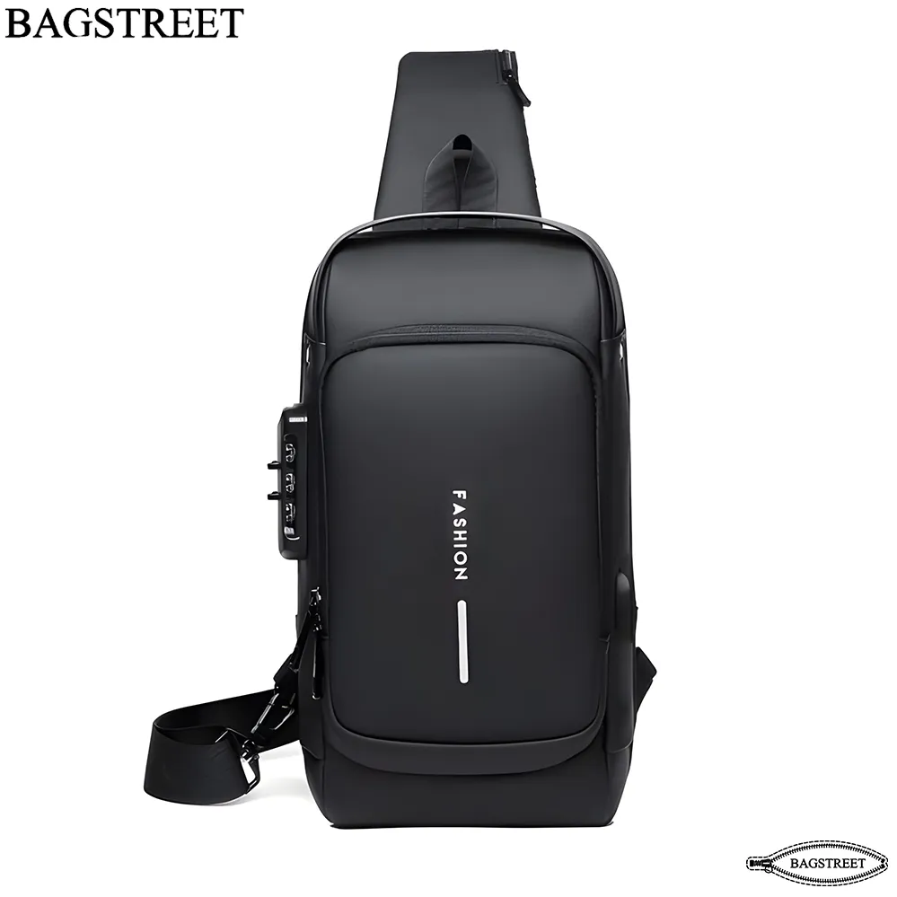 Bagstreet Sling Bag: Lock, USB Port, Waterproof & Anti-Scratch - Black